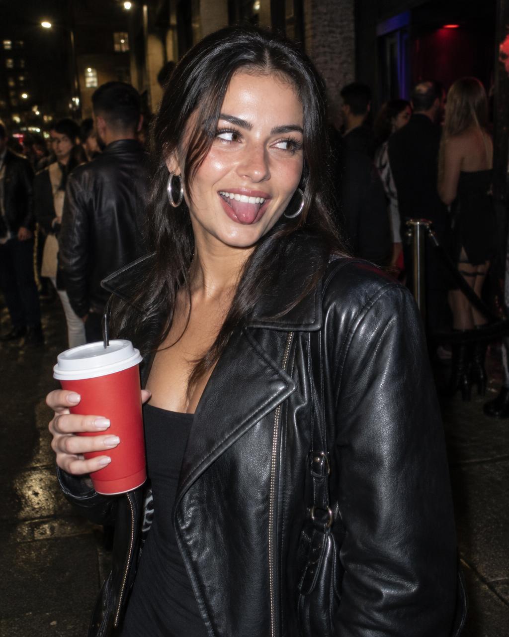An adult creator outside a nightclub